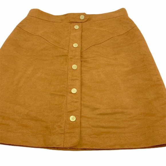 H & M Faux Suede Leather Mini Skirt Button Front Boho Size 6 - Picture 3 of 7